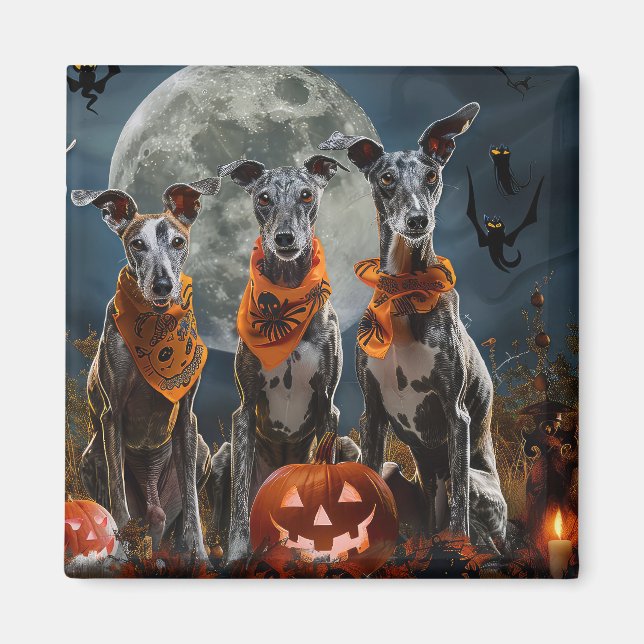 Greyhound Halloween Spooky Magnet (Framsidan)