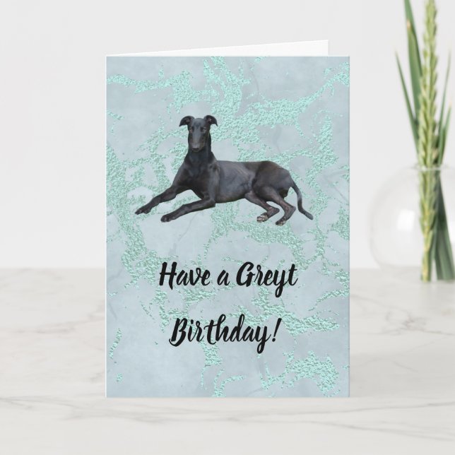 Greyhound har ett Greyt Birthday Card Kort (Framsida)
