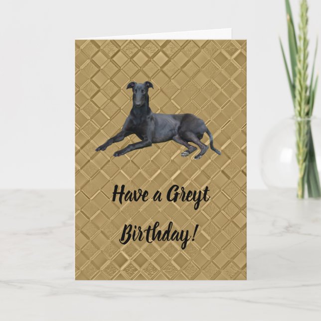 Greyhound har ett Greyt Birthday Card Kort (Framsida)