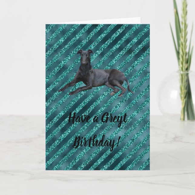 Greyhound har ett Greyt Birthday Card Kort (Framsida)