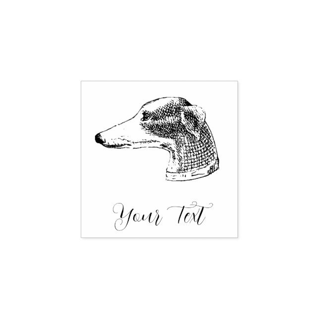 Greyhound Head Etching Personlig Stämpel (Tryck)