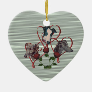 Greyhound Hearts Ro Trio Hund Ornament