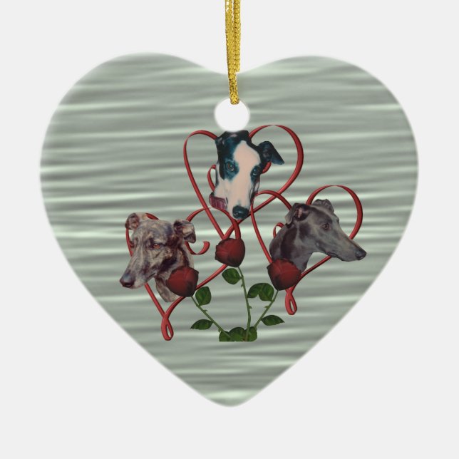 Greyhound Hearts Ro Trio Hund Ornament (Framsidan)