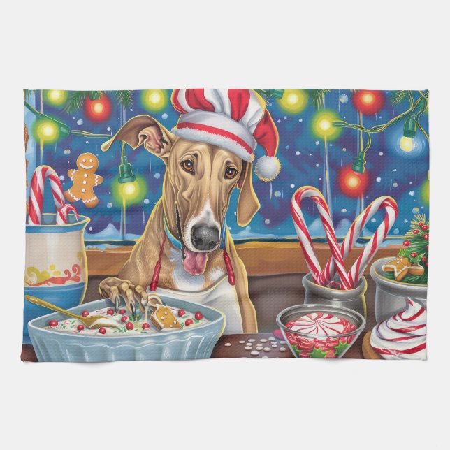 Greyhound Helgdag Baking: Festive God jul Kökshandduk (Horisontell)
