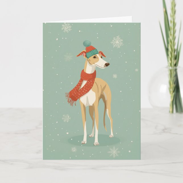 Greyhound Holiday Greeting Kort (Framsida)