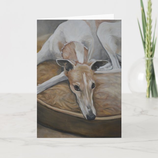 Greyhound Hund Art-hälsningskort Kort (Framsida)