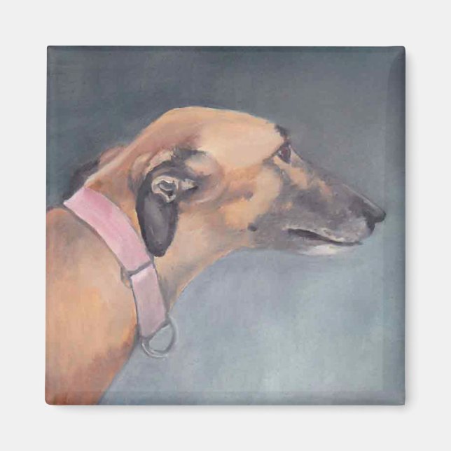 Greyhound Hund Art Magnet (Framsidan)