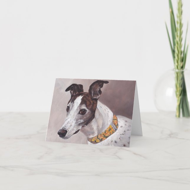 Greyhound Hund Art Note Card Kort (Framsida)