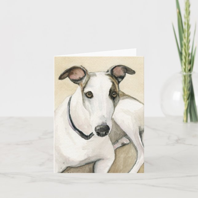 Greyhound Hund Art Notecard Kort (Framsida)