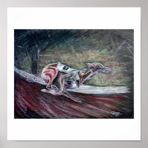 greyhound hund art poster