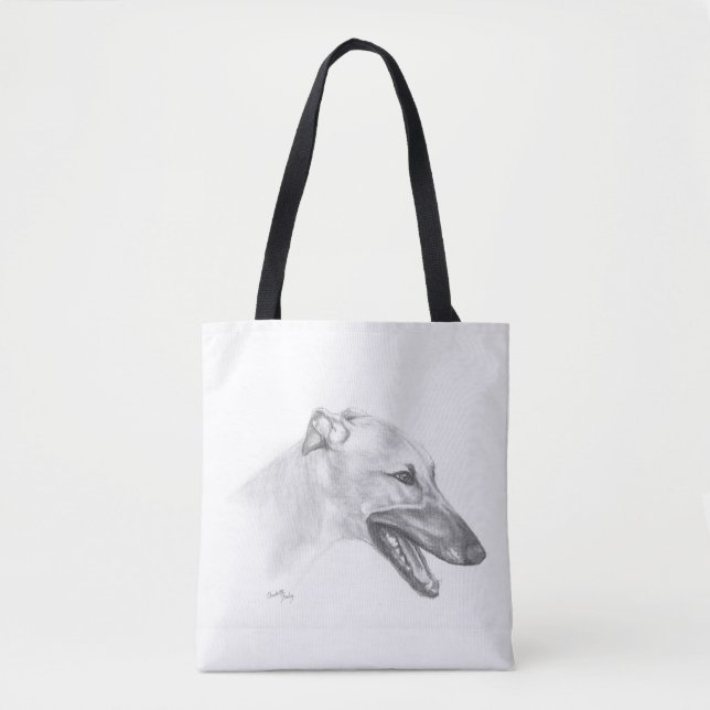 Greyhound Hund Art Tote Bag Tygkasse (Framsida)