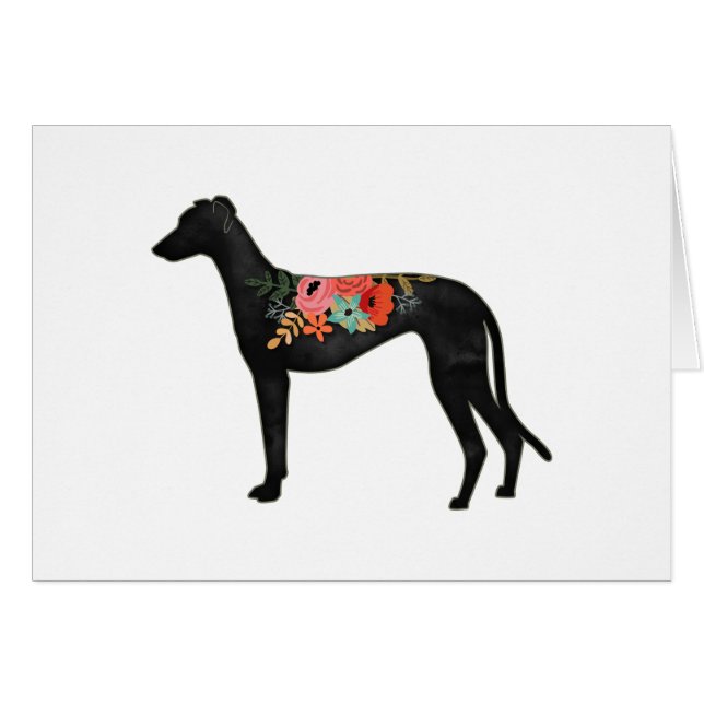 Greyhound Hund aveln Boho Blommigt Saddle Card Hälsningskort (Framsidan Horizontal)
