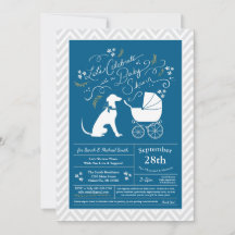Greyhound Hund Baby Shower Boy Blue