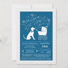 Greyhound Hund Baby Shower Boy Blue Inbjudningar