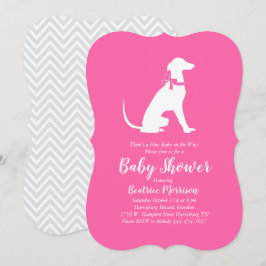 Greyhound Hund Baby Shower Girl Rosa Inbjudningar