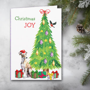 Greyhound Hund, Bird och Julgran Helgkort
