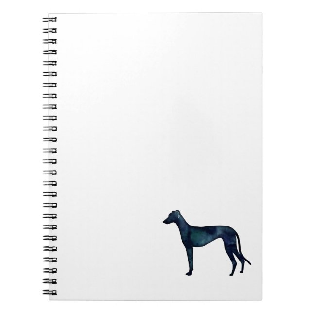 Greyhound Hund Black Watercolor Silhouette Anteckningsbok (Framsidan)