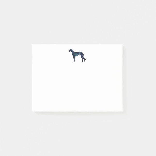 Greyhound Hund Black Watercolor Silhouette Post-it Block (Framsida)