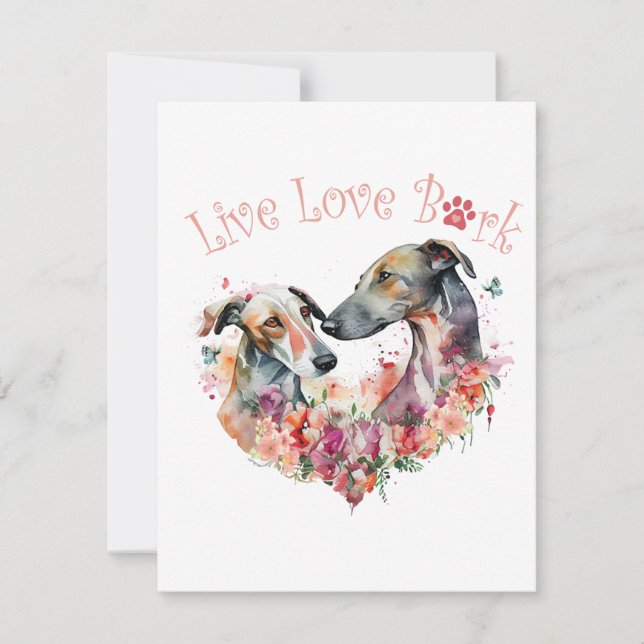 Greyhound Hund Blommigt Mamma Anteckningskort (Framsida)