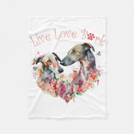 Greyhound Hund Blommigt Mamma Fleecefilt