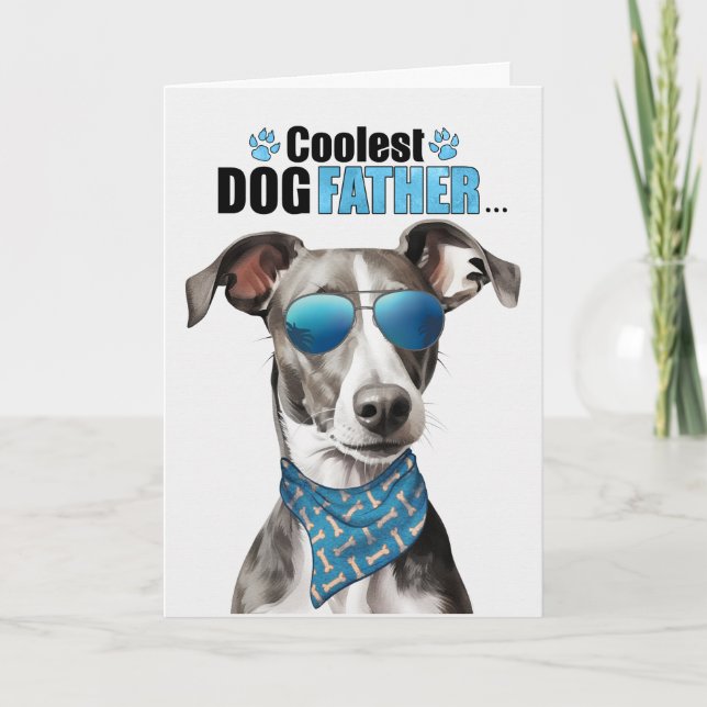 Greyhound Hund Coolest Pappa Fars dag Helgkort (Framsida)