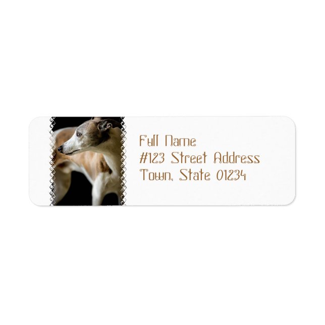 Greyhound Hund e-postetiketter Returadress Etikett (Framsidan)