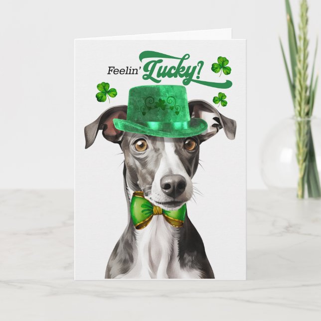 Greyhound Hund Feelin' Lucky St patrick's day Helgkort (Framsida)