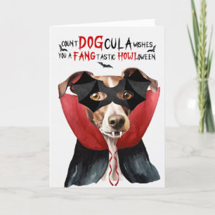 Greyhound Hund Funny Count DOGcula Halloween Helgkort