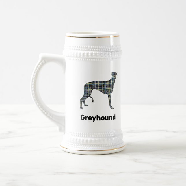 Greyhound Hund Gult & Blue Grid Linjer Sejdel (Vänster)
