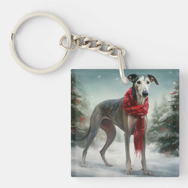 Greyhound Hund i Snö Jul (Framsidan)