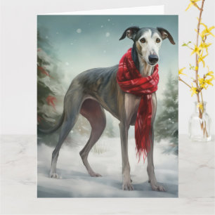 Greyhound Hund i Snö Jul Kort