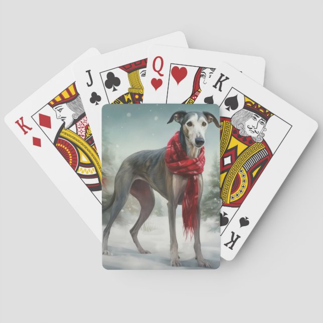 Greyhound Hund i Snö-julen Casinokort (Baksidan)
