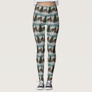 Greyhound Hund i Snö-julen Leggings
