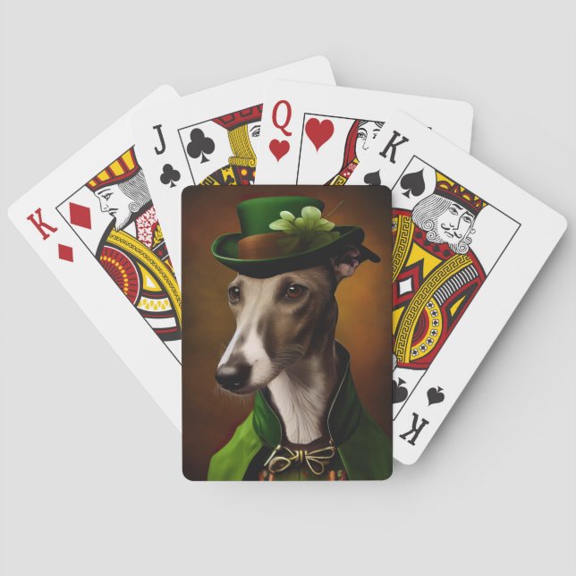 Greyhound Hund i St. Patrick Dress Casinokort (Baksidan)