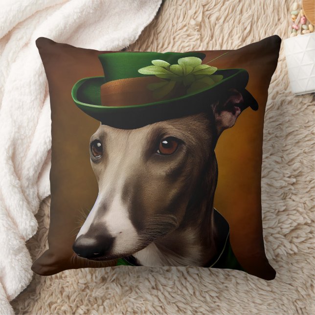Greyhound Hund i St. Patrick Dress Kudde (Filt)
