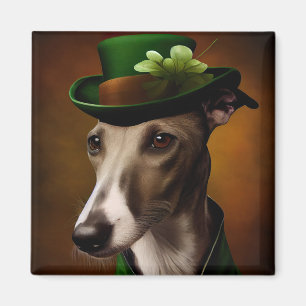 Greyhound Hund i St. Patrick Dress Magnet