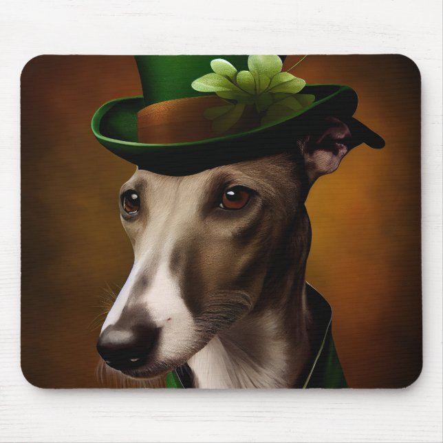 Greyhound Hund i St. Patrick Dress Musmatta (Framsidan)