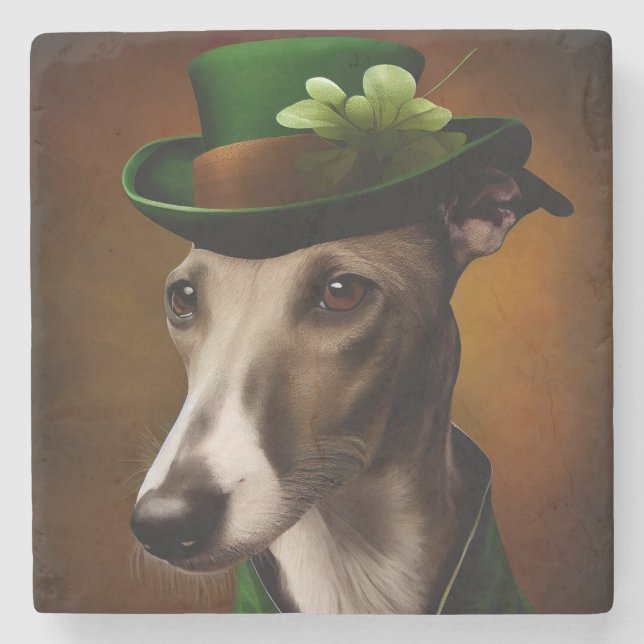 Greyhound Hund i St. Patrick Dress Stenunderlägg (Framsidan)