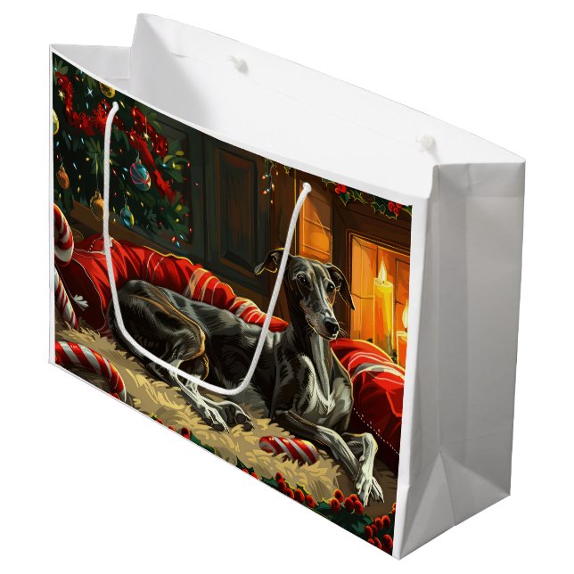 Greyhound Hund jul Festive (Framsidan Vinklad)