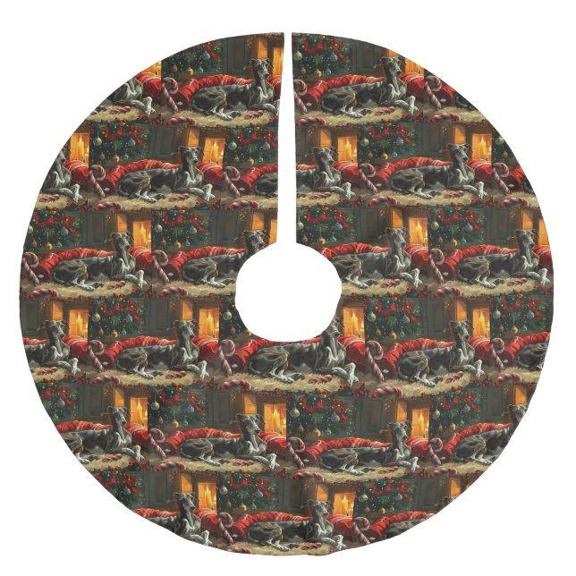 Greyhound Hund jul Festive Julgransmatta Borstad Polyester (Framsidan)