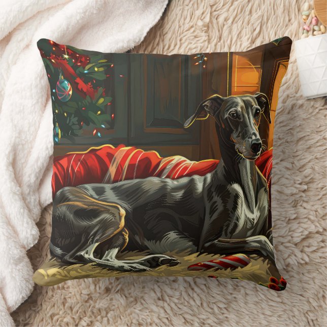 Greyhound Hund jul Festive Kudde (Filt)
