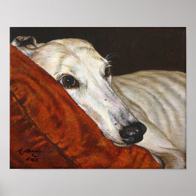 Greyhound hund-konst "Home at Last" poster (Framsidan)