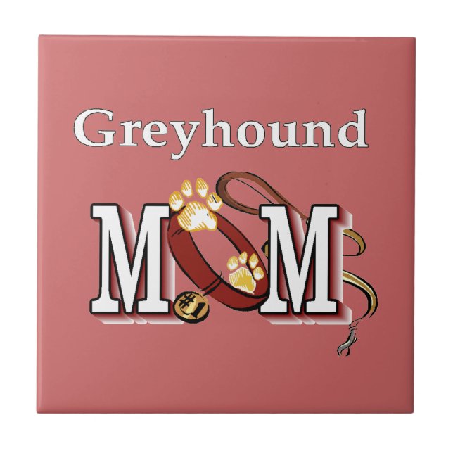 Greyhound Hund Mamma-gåvor Kakelplatta (Framsidan)