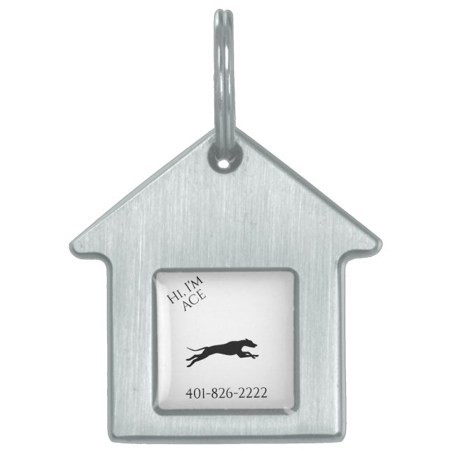Greyhound hund märkre. ID-bricka husdjur (Framsidan)