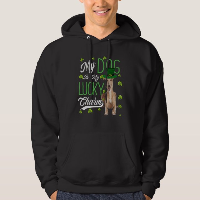 Greyhound Hund Min Hund är min Lucky Charm Hoodie (Framsida)