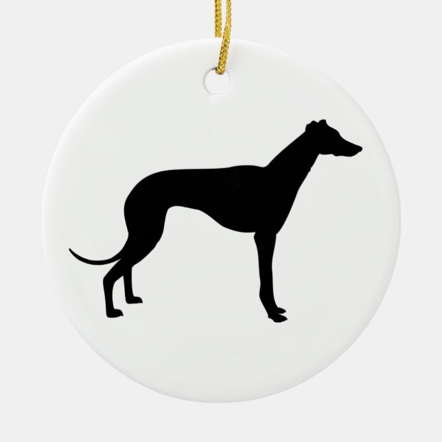 greyhound-hund-ornament julgransprydnad keramik (Framsidan)