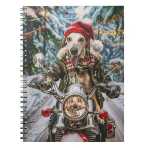 Greyhound Hund Riding Motorcykel jul Anteckningsbok