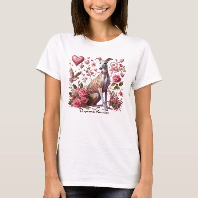 Greyhound Hund Romantic T Shirt (Framsida)
