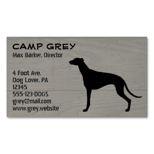 Greyhound Hund Silhouette Faux Wood Grain Stil Visitkortmagnet