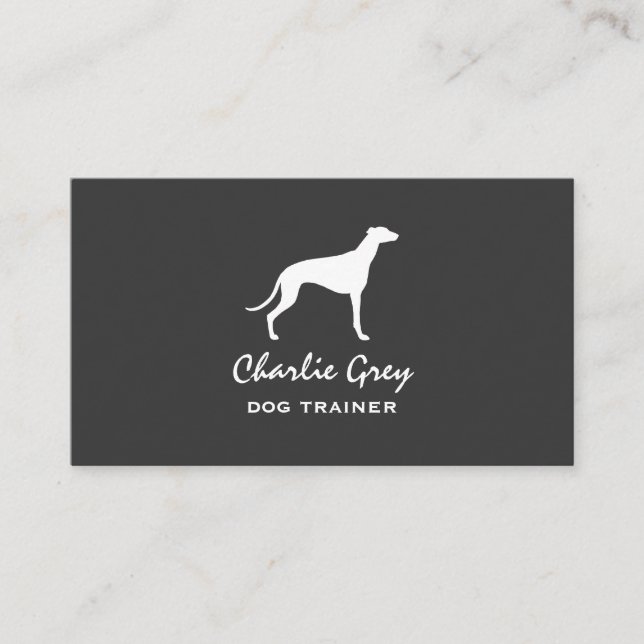 Greyhound Hund Silhouette Grått och White Visitkort (Framsida)